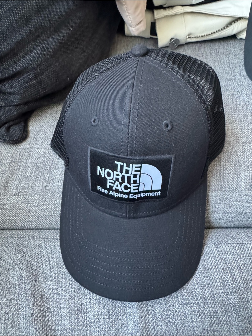 The North Face Black Mesh Logo Trucker Hat